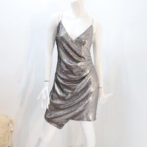 Sugarlips Grey Sequin Wrap dress Size Medium